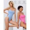 imageAvidlove Tank Top Bodysuit for Women Square Neck Double Lined Body Suits One Piece Thong Basic Summer Cami TopsPeach Coral