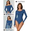 imageAvidlove Women Off the Shoulder Long Sleeve Bodysuit Double Lined Thong Body Suits Tops Soft Sexy OutfitsBlue