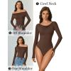 imageAvidlove Women Off the Shoulder Long Sleeve Bodysuit Double Lined Thong Body Suits Tops Soft Sexy OutfitsBrown