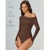 imageAvidlove Women Off the Shoulder Long Sleeve Bodysuit Double Lined Thong Body Suits Tops Soft Sexy OutfitsBrown