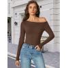 imageAvidlove Women Off the Shoulder Long Sleeve Bodysuit Double Lined Thong Body Suits Tops Soft Sexy OutfitsBrown