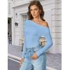 imageAvidlove Women Off the Shoulder Long Sleeve Bodysuit Double Lined Thong Body Suits Tops Soft Sexy OutfitsLight Blue