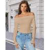 imageAvidlove Women Off the Shoulder Long Sleeve Bodysuit Double Lined Thong Body Suits Tops Soft Sexy OutfitsNude