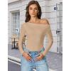 imageAvidlove Women Off the Shoulder Long Sleeve Bodysuit Double Lined Thong Body Suits Tops Soft Sexy OutfitsNude
