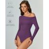 imageAvidlove Women Off the Shoulder Long Sleeve Bodysuit Double Lined Thong Body Suits Tops Soft Sexy OutfitsPurple