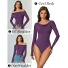 imageAvidlove Women Off the Shoulder Long Sleeve Bodysuit Double Lined Thong Body Suits Tops Soft Sexy OutfitsPurple