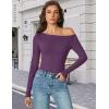 imageAvidlove Women Off the Shoulder Long Sleeve Bodysuit Double Lined Thong Body Suits Tops Soft Sexy OutfitsPurple