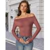 imageAvidlove Women Off the Shoulder Long Sleeve Bodysuit Double Lined Thong Body Suits Tops Soft Sexy OutfitsPurple Red