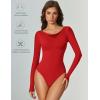 imageAvidlove Women Off the Shoulder Long Sleeve Bodysuit Double Lined Thong Body Suits Tops Soft Sexy OutfitsRed