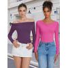 imageAvidlove Women Off the Shoulder Long Sleeve Bodysuit Double Lined Thong Body Suits Tops Soft Sexy OutfitsRose Red