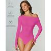 imageAvidlove Women Off the Shoulder Long Sleeve Bodysuit Double Lined Thong Body Suits Tops Soft Sexy OutfitsRose Red