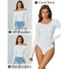 imageAvidlove Women Off the Shoulder Long Sleeve Bodysuit Double Lined Thong Body Suits Tops Soft Sexy OutfitsWhite