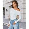 imageAvidlove Women Off the Shoulder Long Sleeve Bodysuit Double Lined Thong Body Suits Tops Soft Sexy OutfitsWhite