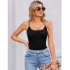 imageAvidlove Women Square Neck Lace Bodysuit Sleeveless Spaghetti Strap Tank Top Body SuitsBlack