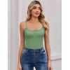 imageAvidlove Women Square Neck Lace Bodysuit Sleeveless Spaghetti Strap Tank Top Body SuitsGreen