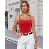 imageAvidlove Women Square Neck Lace Bodysuit Sleeveless Spaghetti Strap Tank Top Body SuitsRed