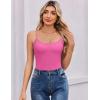 imageAvidlove Women Square Neck Lace Bodysuit Sleeveless Spaghetti Strap Tank Top Body SuitsRose Red