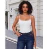 imageAvidlove Women Square Neck Lace Bodysuit Sleeveless Spaghetti Strap Tank Top Body SuitsWhite