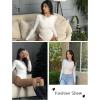 imageAvidlove Womens Crew Neck Long Sleeve Bodysuits Basic Slim Tops Double Lined Thong BodysuitWhite