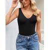imageAvidlove Womens Sexy Plunge Deep V Neck Bodysuit Double Lined Sleeveless Thong Body Suit Leotard for Going Out TankBlack