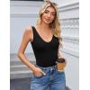 imageAvidlove Womens Sexy Plunge Deep V Neck Bodysuit Double Lined Sleeveless Thong Body Suit Leotard for Going Out TankBlack