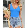 imageAvidlove Womens Sexy Plunge Deep V Neck Bodysuit Double Lined Sleeveless Thong Body Suit Leotard for Going Out TankBlue