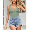 imageAvidlove Womens Sexy Plunge Deep V Neck Bodysuit Double Lined Sleeveless Thong Body Suit Leotard for Going Out TankGreen