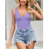 imageAvidlove Womens Sexy Plunge Deep V Neck Bodysuit Double Lined Sleeveless Thong Body Suit Leotard for Going Out TankLilac