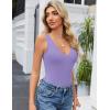 imageAvidlove Womens Sexy Plunge Deep V Neck Bodysuit Double Lined Sleeveless Thong Body Suit Leotard for Going Out TankLilac