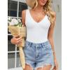 imageAvidlove Womens Sexy Plunge Deep V Neck Bodysuit Double Lined Sleeveless Thong Body Suit Leotard for Going Out TankWhite