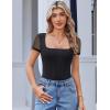 imageAvidlove Womens Short Sleeve Bodysuits Sexy Square Neck Body Suit Mesh Double Lined Tshirt Leotard Tops Going OutBlack