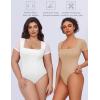 imageAvidlove Womens Short Sleeve Bodysuits Sexy Square Neck Body Suit Mesh Double Lined Tshirt Leotard Tops Going OutNude