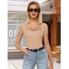 imageAvidlove Womens Short Sleeve Bodysuits Sexy Square Neck Body Suit Mesh Double Lined Tshirt Leotard Tops Going OutNude