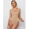 imageAvidlove Womens Short Sleeve Bodysuits Sexy Square Neck Body Suit Mesh Double Lined Tshirt Leotard Tops Going OutNude