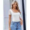 imageAvidlove Womens Short Sleeve Bodysuits Sexy Square Neck Body Suit Mesh Double Lined Tshirt Leotard Tops Going OutWhite