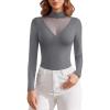 imageAvidlove Bodysuits for Women Long Sleeve Going Out Tops Mock Turtleneck Body Suits Double Lined Leotard ShirtsGrey