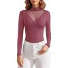 imageAvidlove Bodysuits for Women Long Sleeve Going Out Tops Mock Turtleneck Body Suits Double Lined Leotard ShirtsPale Violet Red