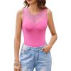 imageAvidlove Bodysuits for Women Summer Tops Mesh Crew Neck Leotards Shirts Sleeveless Going Out Bodysuit TopsHot Pink