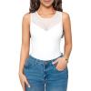 imageAvidlove Bodysuits for Women Summer Tops Mesh Crew Neck Leotards Shirts Sleeveless Going Out Bodysuit TopsWhite
