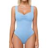 imageAvidlove Bodysuits for Women Sweetheart Neck Ruched Body Suit Seamless Double Lined Tank Top SlimmingLight Blue