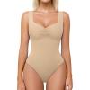 imageAvidlove Bodysuits for Women Sweetheart Neck Ruched Body Suit Seamless Double Lined Tank Top SlimmingNude