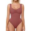 imageAvidlove Bodysuits for Women Sweetheart Neck Ruched Body Suit Seamless Double Lined Tank Top SlimmingPurple Red