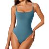 imageAvidlove Tank Top Bodysuit for Women Square Neck Double Lined Body Suits One Piece Thong Basic Summer Cami TopsDark Blue