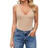 imageAvidlove Womens Sexy Plunge Deep V Neck Bodysuit Double Lined Sleeveless Thong Body Suit Leotard for Going Out TankNude