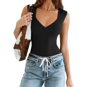 imageAvidlove Body Suits for Womens Sexy Bodysuit Tank Top Thong Body Suit Seamless Double Lined Going Out TopsBlack