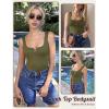 imageAvidlove Bodysuits for Women Button Down Square Neck Sleeveless Body Suit Snap Closure Double Lined Tank Tops BodysuitArmy Green