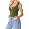 imageAvidlove Bodysuits for Women Button Down Square Neck Sleeveless Body Suit Snap Closure Double Lined Tank Tops BodysuitArmy Green