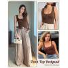 imageAvidlove Bodysuits for Women Button Down Square Neck Sleeveless Body Suit Snap Closure Double Lined Tank Tops BodysuitBrown