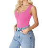 imageAvidlove Bodysuits for Women Button Down Square Neck Sleeveless Body Suit Snap Closure Double Lined Tank Tops BodysuitPink