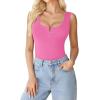 imageAvidlove Bodysuits for Women Button Down Square Neck Sleeveless Body Suit Snap Closure Double Lined Tank Tops BodysuitPink